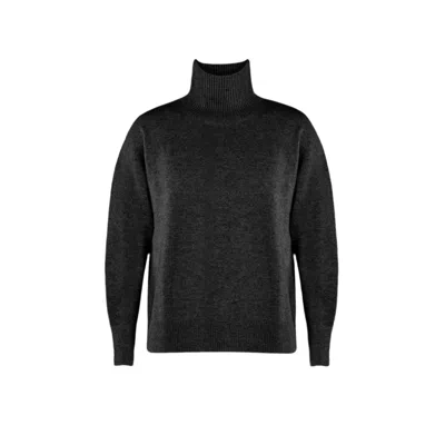 Justlove Women's Cashmere Turtleneck Boyfriend Dark Grey