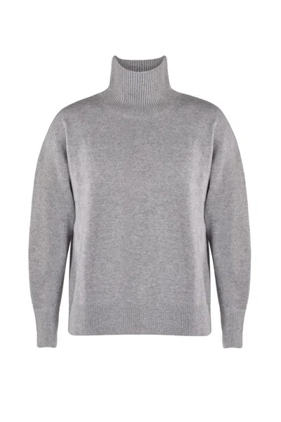 Justlove Women's Cashmere Turtleneck Boyfriend Grey