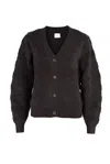 Justlove Women's Merino Cardigan Checkers Black In Black