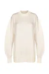 Justlove Women's Oversize Cashmere Crewneck Organic Beige Offwhite In White