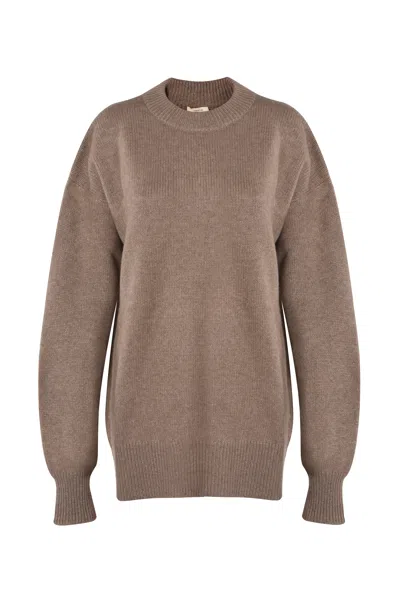 Justlove Women's Oversize Cashmere Crewneck Organic Brown