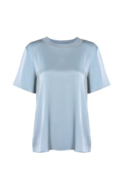 Justlove Women's Silk T-shirt Silky Light Blue