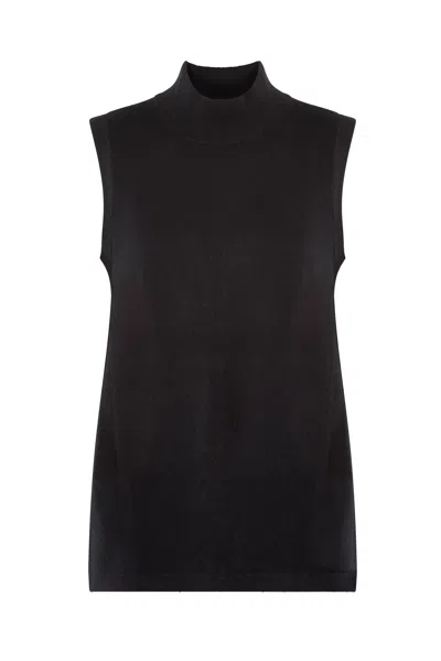 Justlove Women's Sleeveless Cashmere Turtleneck Sensual Black