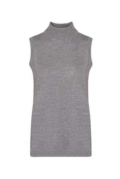 Justlove Women's Sleeveless Cashmere Turtleneck Sensual Grey