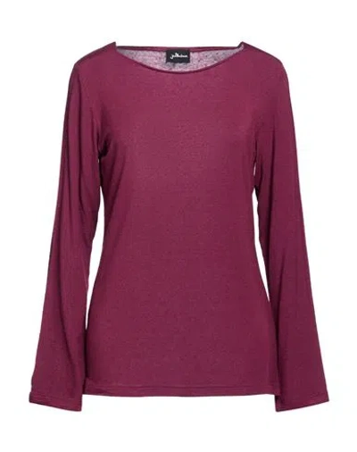Justmine Woman T-shirt Garnet Size L Viscose, Merino Wool, Elastane In Red