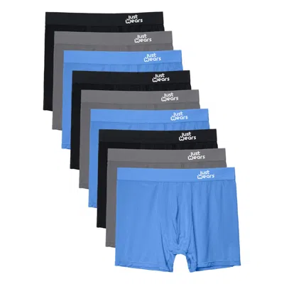 Justwears Men's Black / Blue / Grey Super Soft Boxer Briefs - Anti-chafe & No Ride Up Design - Nine Pack - Blu In Black/blue/grey