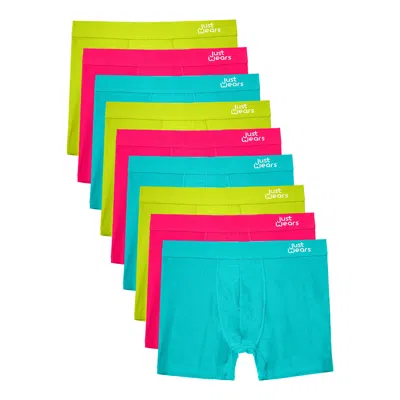 Justwears Men's Blue / Green / Pink Super Soft Boxer Briefs - Anti-chafe & No Ride Up Design - Nine Pack - Neo In Blue/green/pink