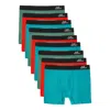 Justwears Men's Blue / Green / Red Super Soft Boxer Briefs - Anti-chafe & No Ride Up Design - Nine Pack - Retr In Blue/green/red