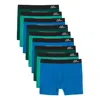 Justwears Men's Blue / Green Super Soft Boxer Briefs With Pouch - Anti-chafe & No Ride Up Design - Nine Pack - In Blue/green