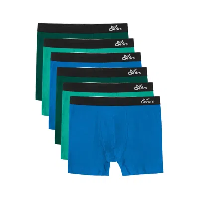 Justwears Men's Blue / Green Super Soft Boxer Briefs With Pouch - Anti-chafe & No Ride Up Design - Six Pack - In Blue/green