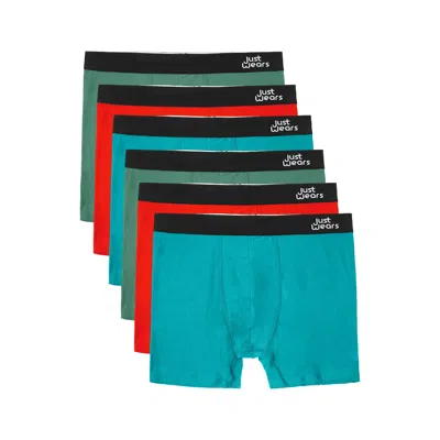 Justwears Men's Green / Blue / Red Super Soft Boxer Briefs - Anti-chafe & No Ride Up Design - Six Pack - Green In Green/blue/red