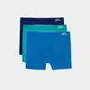 Justwears Men's Green / Blue Super Soft Boxer Briefs - Anti-chafe & No Ride Up Design - Three Pack - Blues & G In Green/blue