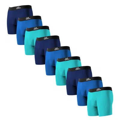Justwears Men's Green / Blue Super Soft Boxer Briefs With Pouch - Anti-chafe & No Ride Up Design - Nine Pack - In Green/blue