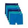 Justwears Men's Green / Blue Super Soft Boxer Briefs With Pouch - Anti-chafe & No Ride Up Design - Six Pack - In Green/blue