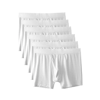 Justwears Men's Super Soft Boxer Briefs With Pouch - Anti-chafe & No Ride Up Design - Six Pack - White