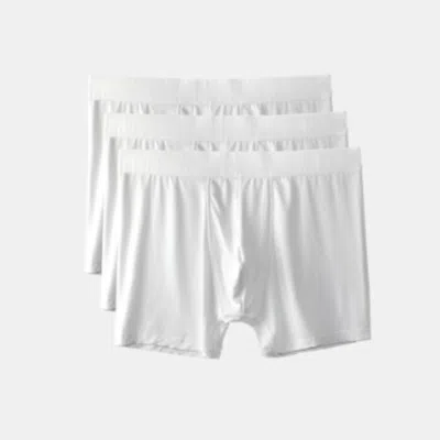 Justwears Men's Super Soft Boxer Briefs With Pouch - Anti-chafe & No Ride Up Design - Three Pack - White
