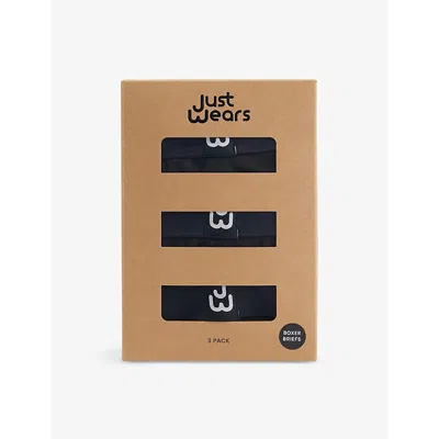 Justwears Mens Pack Of Three Moisture-wicking Stretch-jersey Boxers Black