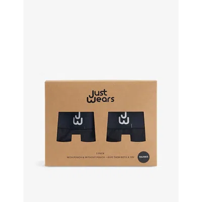 Justwears Mens Pack Of Two Moisture-wicking Stretch-jersey Boxers Black