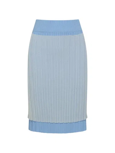 Juukiff Layered-effect Ribbed-knit Skirt In Blue