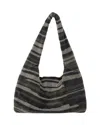 Juuls & Karats Crystal Mesh Armpit Hobo Bag - Kara - Black Stripes - Strass In Black