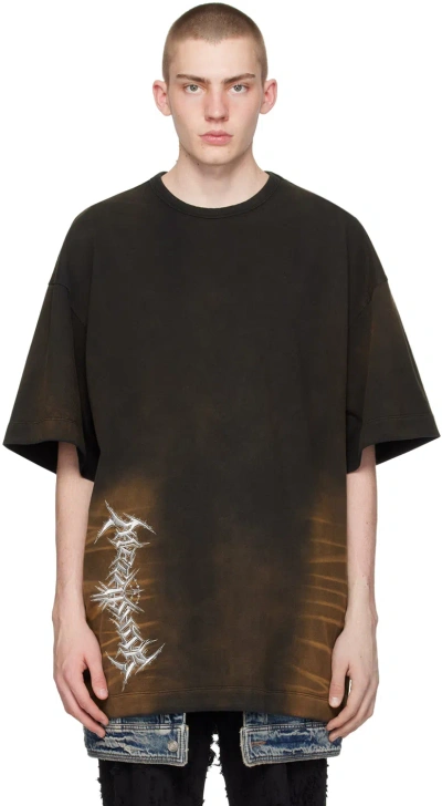 Juun.j Black & Brown Garment-dyed T-shirt In B Yellow Brown