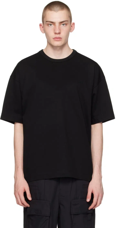 Juun.j Black Embroidered T-shirt In 5 Black