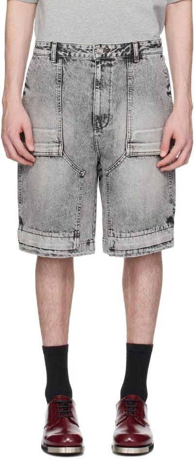 Juunj Gray Faded Denim Shorts In 3 Grey