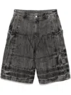 Juunj Gray Washed Long Denim Shorts In Black