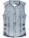 Juunj Acid-wash Denim Vest In Blue