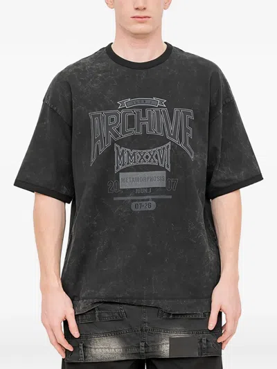 Juunj Acid-wash Logo-print T-shirt In Black