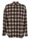 Juunj Argyle Damaged Check Loose Fit Shirts In Brown