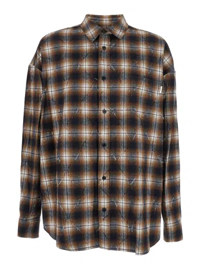 JUUNJ MULTICOLOR SHIRT WITH CLASSIC COLLAR AND ALL-OVER CHECK MOTIF IN COTTON MAN