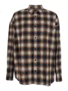 Juunj Argyle Damaged Check Loose Fit Shirts In Brown
