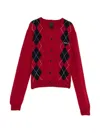Juunj Argyle-pattern Wool Cardigan In Red
