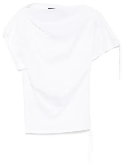 Juunj Asymmetric Neck T-shirt In White