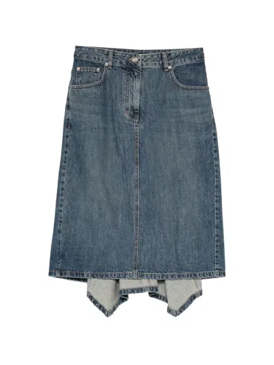 Juunj Asymmetric Panelled Denim Skirt In Blue