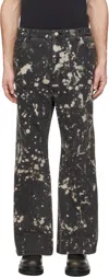 Juunj Black Paint Dyed Bootcut Jeans In Black