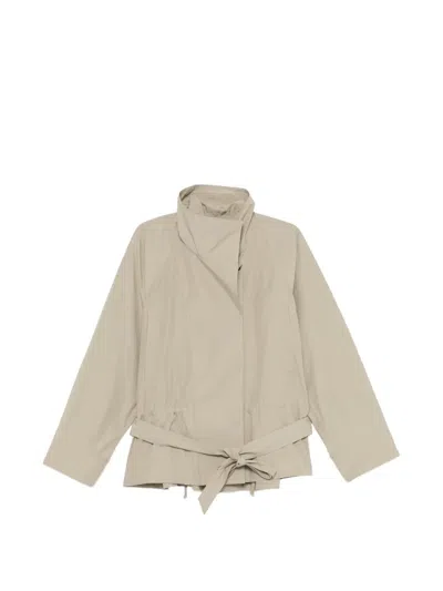 Juunj Belted High-neck Jacket In Neutral