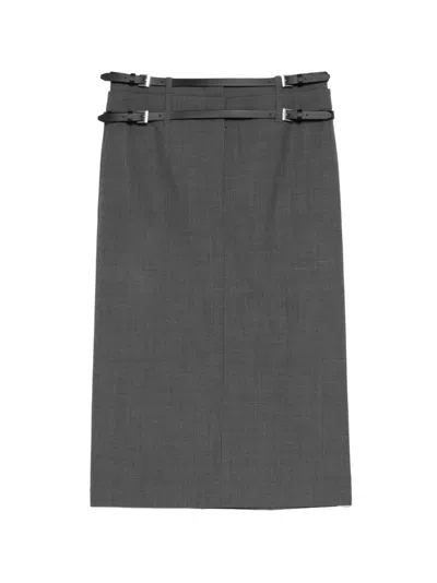 Juunj Belted Midi Skirt In Gray