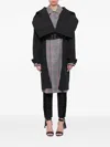 Juunj Belted Oversized-collar Coat In Black