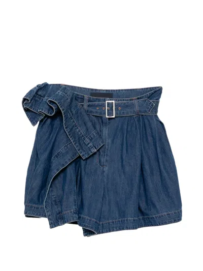 Juunj Belted Ruffled Shorts In Blue