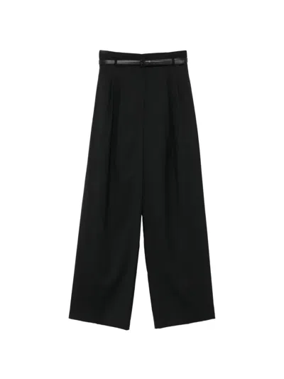 Juunj Belted Two-tuck Trousers In Black