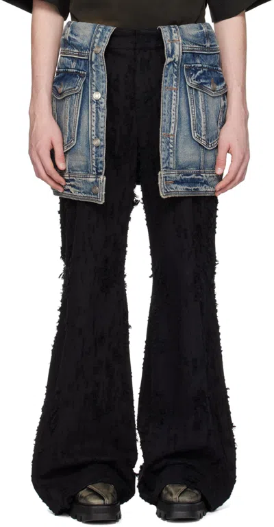 JUUNJ BLACK & BLUE LAYERED TROUSERS