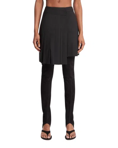 Juunj Black Asymmetric Pleated Skirt