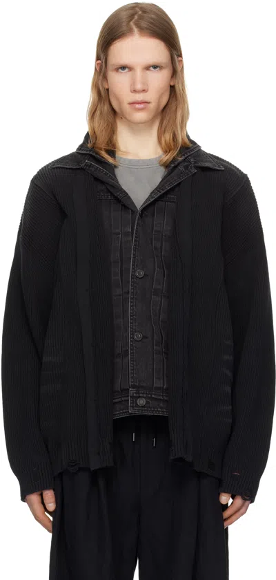 Juunj Black Denim Trucker Detachable Cardigan