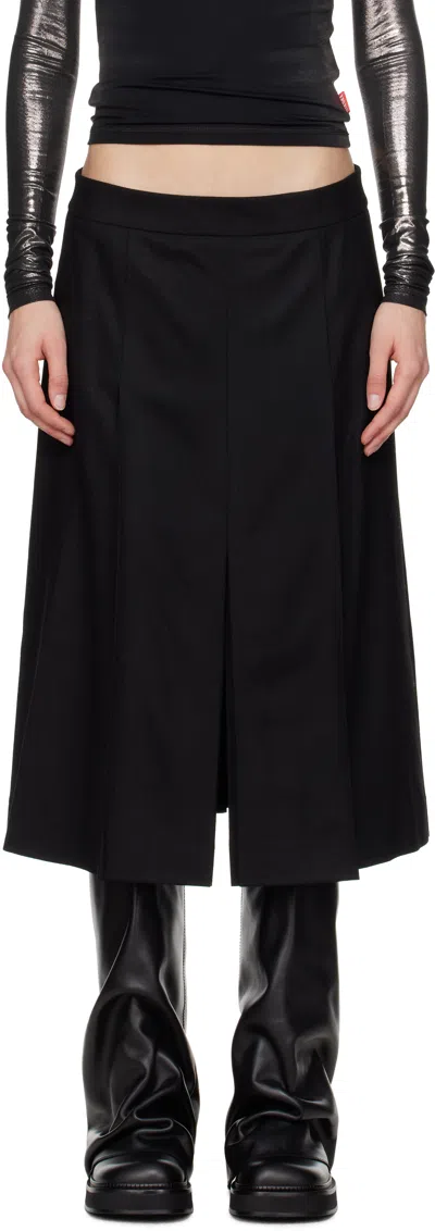 JUUNJ BLACK FLANNEL HIDDEN PLEATED MIDI SKIRT