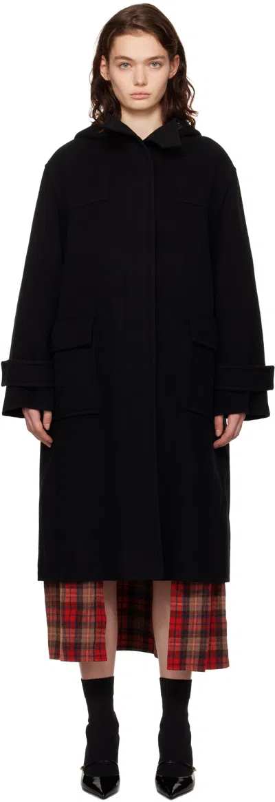 Juunj Black Handmade Clean Duffle Coat In 5 Black