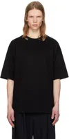 Juunj Black 'language' Graphic Semi-over Fit T-shirt In Black