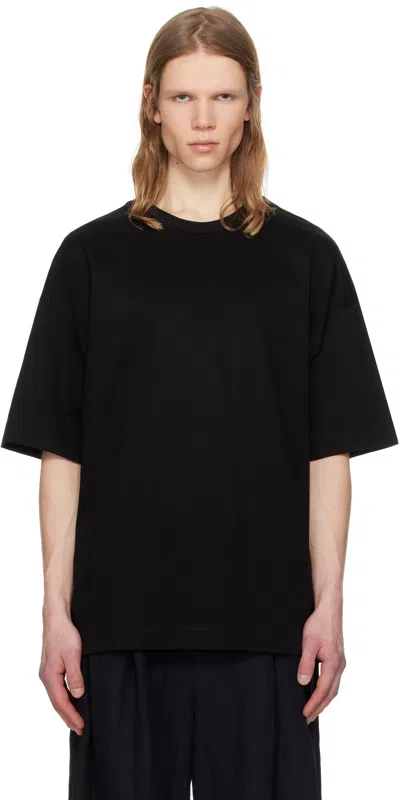 Juunj Black 'language' Graphic Semi-over Fit T-shirt