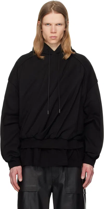Juunj Black Layered Twisted Hoodie